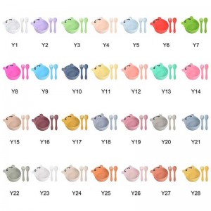 Vauvan ruokinta -asetettu silikonikulho -lusikkahaarukka taaperoikäisille lapsille söpö eläin silikonikulho -karhun ruokaa ruokinta vauvalevy lapsille