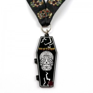 Metalli Die Casting Matte Black Metal Mitali Halloween-kääntöauton urheilumitalit