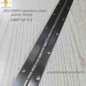 Räätälöity pitkä sarana 201#304#paksuus 0,8 mm ruostumattomasta teräksestä paksusta pianosaranan jatkuvasta rivi kaapista pianosarana