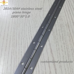 Räätälöity pitkä sarana 201#304#paksuus 1,0 mm ruostumattomasta teräksestä paksusta pianosaranan jatkuvasta rivi kaapista pianosarana