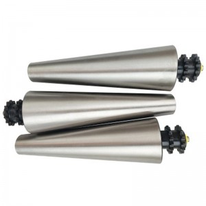 Kartiomainen kartiotela kaareva rullakuljettimen kartiomainen sähkötela Plc Control Contral Holkki