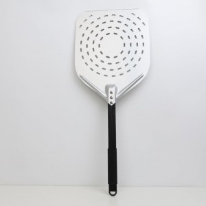 Irrotettava kahva anodisoitu 12 tuuman/13inch/14inch rei\'itetty alumiinipizzakuoripizza -lapio pizza spatula -pizza meloaneljällä ympyrällä