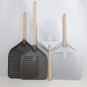 Puulahva kova anodisoitu 8 tuuman 10 tuuman rei\'itetty alumiinipizzakuoripizza -lapio pizza spatula pizza Turner