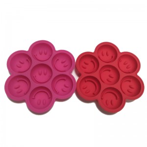 Molde Redondo de Pilicona para Cubitotos de Hielo, Con 7 Orificios, Con Rejilla de Hielo, Cara Sonriente Creativa