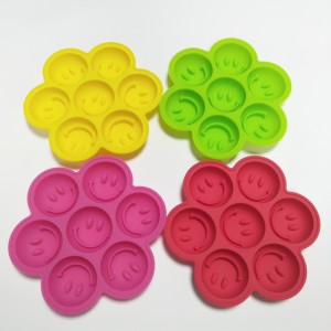 Molde Redondo de Pilicona para Cubitotos de Hielo, Con 7 Orificios, Con Rejilla de Hielo, Cara Sonriente Creativa