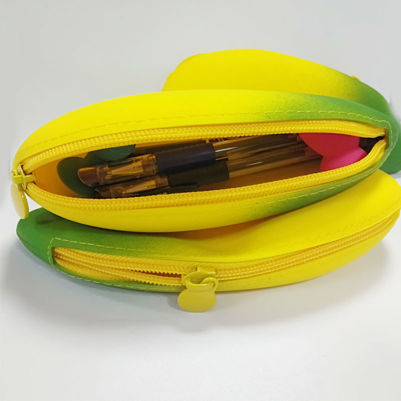Söpö silikoni -banaanin muotoinen lyijykynäpussi -kolikkopussi -näppäinpussi, elintarvikelaatuinen silikoni vedenpitävä ja kestävä