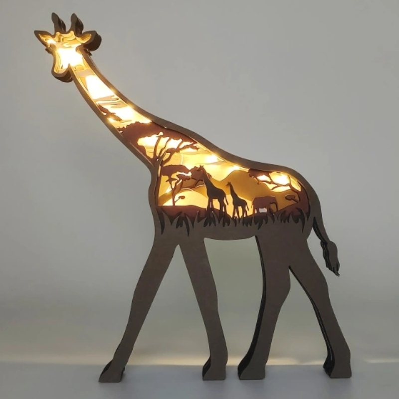 3D -eläinpuinen kirahvi