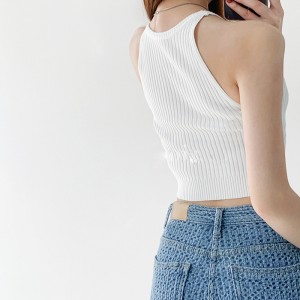 Uusi kesä retro liivi henkselit naisten yksivärinen hihaton neule lyhyt liivi villapaita