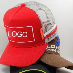 Mukautettu 3D -kirjonta 5 paneelia oven oven baseball Sport Cap -kuorma -auton korkkiverkkohattu