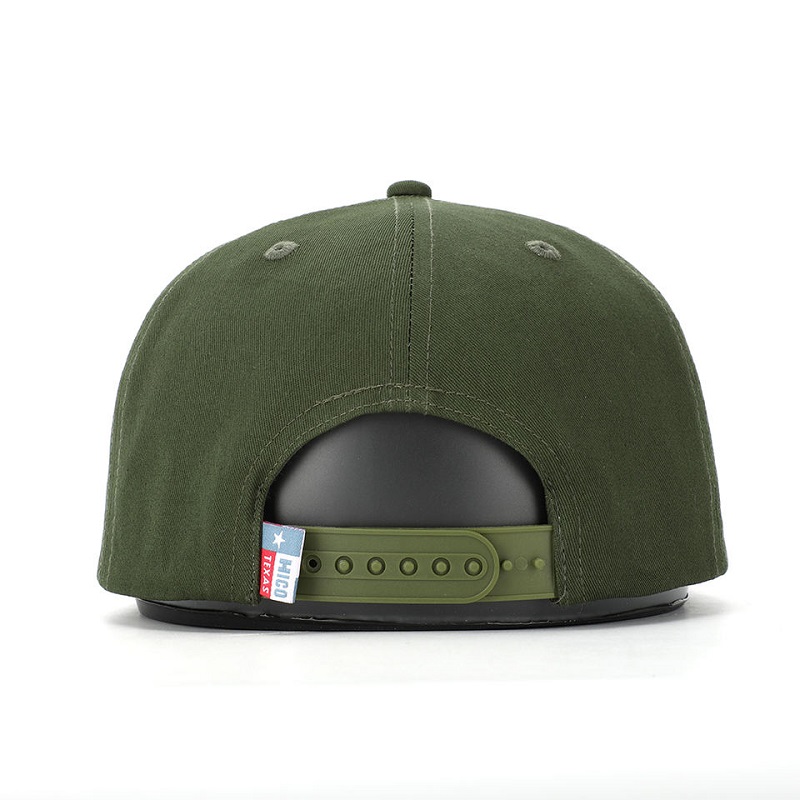OEM Custom korkealaatuinen klassinen 5 paneelin armeijan vihreä puuvillakirjonta kudottu laastari logo köyden snapback cap hattu