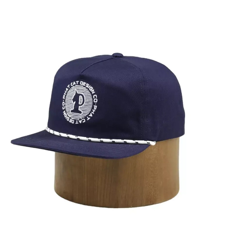 Mukautettu OEM -suunnittelulogo jäsentämätön 100% Nylon Snapback Cap Hat köydellä