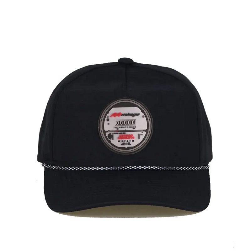 Mukautettu vedenpitävä laserleikattu poratu rei'itetty hattu 5 Paneeli Kumen PVC Logo Baseball Cap