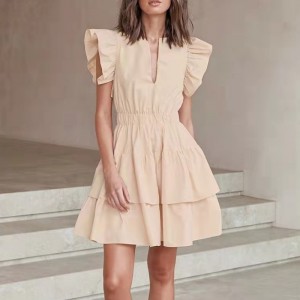 Eurooppalainen ja amerikkalainen uusi seksikäs V-kaula-aukko lyhyt ohut kakkuhame