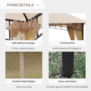 10 \\\\ \'x 10 \\\\\' ulkoterassi huvimajakatos teltta mesh-sivuseinillä, 2-tason katos takapihalle, beige