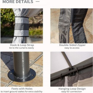 10 \\\\ \'x 12 \\\\\' ulkona huvimaja terassi huvimaja katos suojaa w/double -tuuletettu katto, vetoketjulliset mesh -sivuseinät, harmaa