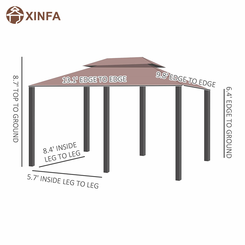 10 \\ 'x 13 \\' ulkona pehmeä yläosa pergola huvimaja verhoilla, 2-tason teräsrunko patio, khaki