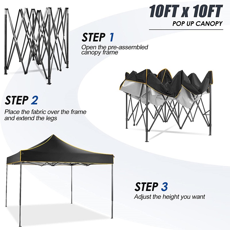 10x 10 pop up katosteltta kaupallinen välitön huvimaja Vedenpitävä katosteltta puolueille Camping Black