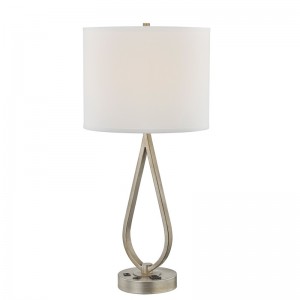 Nukkumispöytävalaisin, jossa on antiikkinen hopeapinta, työpöytävalaisin, kätevä poisto ja USB -portti