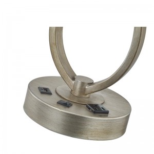 Nukkumispöytävalaisin, jossa on antiikkinen hopeapinta, työpöytävalaisin, kätevä poisto ja USB -portti