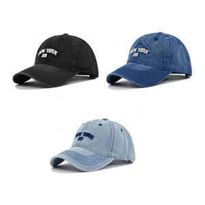 Korkealaatuinen mukautettu logo pesty ahdistunut 100% puuvilla 6 paneelit brodeerattu Bill Old Cowboy Baseball Cap Farku Hat