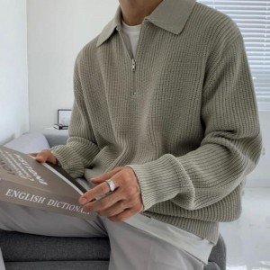 Pullover hyppääjä miesten syksy ja talvi sakeutunut puolikartleneck zip -villapaita