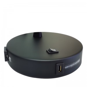 Matte Black Desk Light a on/off -rokerikytkin, kätevä pistorasia ja USB -latausportti hotellin huoneessa