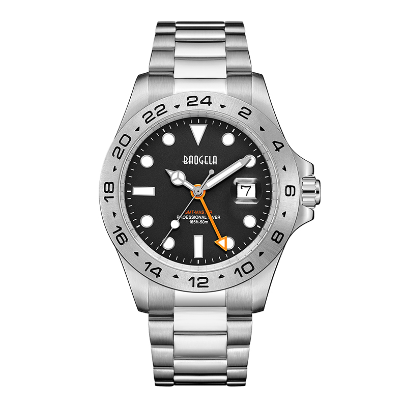 Baogela New Men Luxury Watch 304 Ruostumattomasta teräksestä valmistettu valaistus 50 m sukellusparit urheilukello rannekello Gold Green 22806