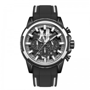 Baogela Uudet kellot miehet Ruostumaton kumihihna Sininen kello Man Ylellinen Vedenpitävä kronografia rannekello Luminous Relogio 22601