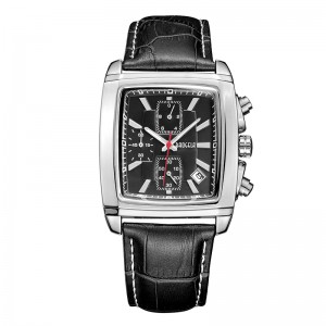 Baogelan suorakulmion valintanahkahihnakello miesten rento sininen kronografikvartsi katselee miehen rannekello Montre Reloj чаы м м 22607