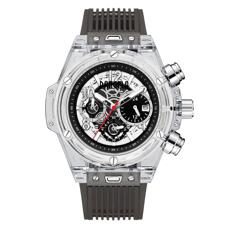 Baogela -tuotemerkki Täysi läpinäkyvä kello Luxury Mens Watch Fashion Sports Sotilaallinen Reloj Creative Men Women Chronograph Quartz Watch 20013