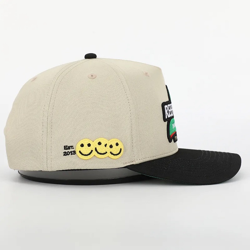 OEM Custom 5 -paneeli kaareva reunan puuvillan baseball -korkki, keskiprofiiliurheilu Gorras, 3D Puff -kirjonta -logo rakenteellinen isä hattu