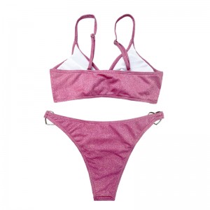 Metallirengas kaksiosainen yksivärinen uimapuku