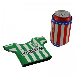 Muoti värikäs t-paitaneopreenin muotoinen sublimaatiotulostus eristetty viini olutpullo tölkki koozies.