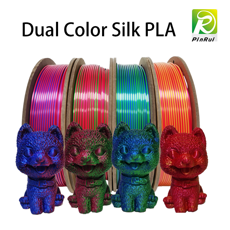 Kaksi väriä filamentti kaksoisvärinen silkkifilamentti 3D -tulostimen kuuma filamentti pinrui