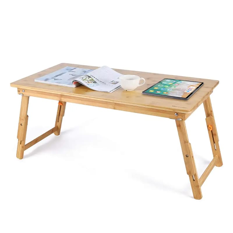 Bambupäätypöytä iso kokoinen lattiapöytä pöytälokero aamiaista tarjoilualustaan ​​taitettavat jalat säädettävä matala sohvapöytä
