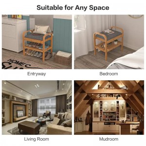 Käytävännäyttöhyllyn järjestäjän säilytyskenkäteline Bambu -kenkäpenkki