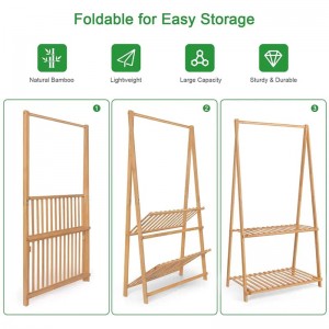 Suuri kapasiteetti ja tilaa säästävät bambu lasten lasten ripustin
