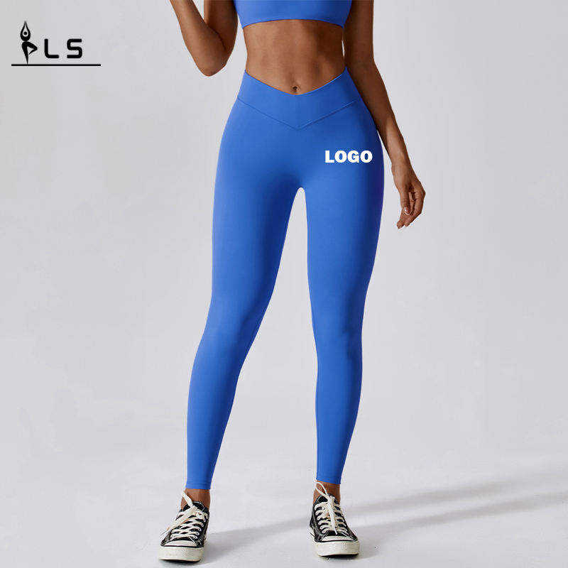 SC1094 Nelsiineen venyttävä hengittävä v Leikkaus vyötärö Nylon Spandex Leggings Butt Lift Yoga-housut Säärystimetnaisille