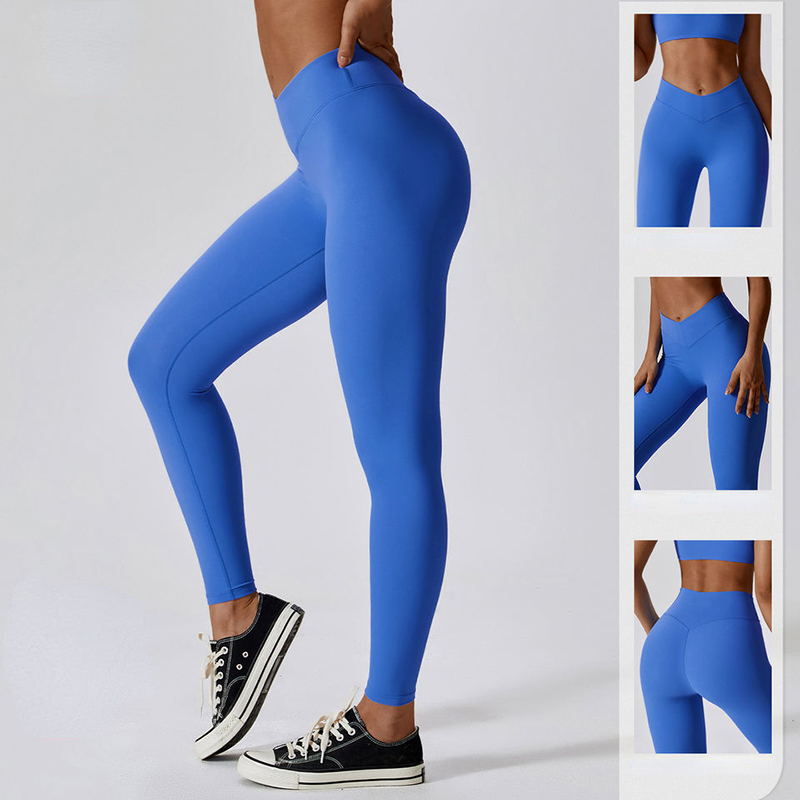 SC1094 Nelsiineen venyttävä hengittävä v Leikkaus vyötärö Nylon Spandex Leggings Butt Lift Yoga-housut Säärystimetnaisille