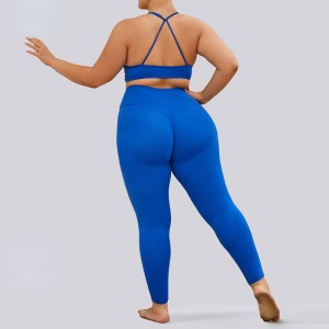 SC1068 BIG -kokoinen asetettu joogajuhla Plus -kokoinen kiinteä joogahousut Stretch Leggings Sport Set -joogapuku