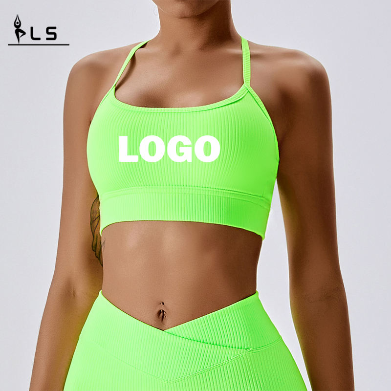 SC101610 Halter Sports Bra Ladies Halter Neck Cross Back Sports Bra for Women Logo Naisten harjoitusurheilu Rintaliivit Tukkumyynti Yoga CRO