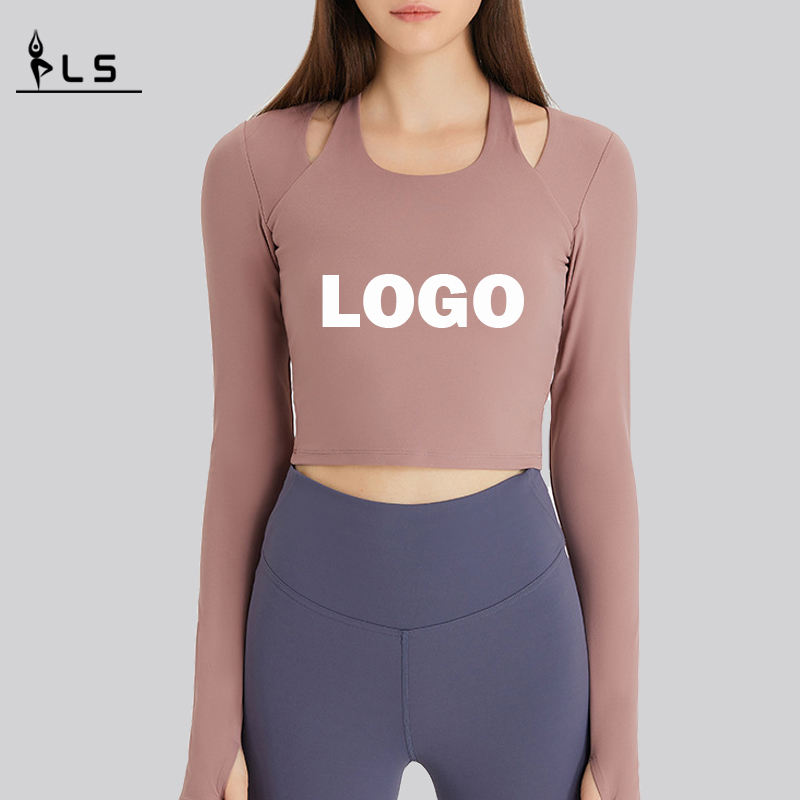 SC10273 Custom Logo Yoga T-paidat kunto juoksun pyöreän kaulan t-paitapaitanainen pitkähihainen urheilupaitanaisille