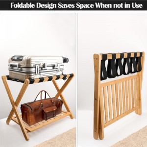 Bambu -taitettava matkalaukku -teline vierashuoneiden makuuhuone hotellille