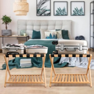 Bambu -taitettava matkalaukku -teline vierashuoneiden makuuhuone hotellille