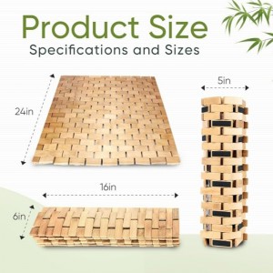 Luonnollinen bambu-kylpymatto, liukumaton bambu-suihkumatto, vedenpitävä taitettu puurakan matto kylpyammeelle