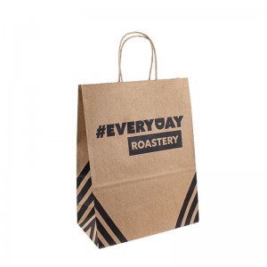 Tukkumyynti mukautettu logo Printing Ruoka Tee käsin Kraft Paper Bag Maito teepakkauspaperi laukku