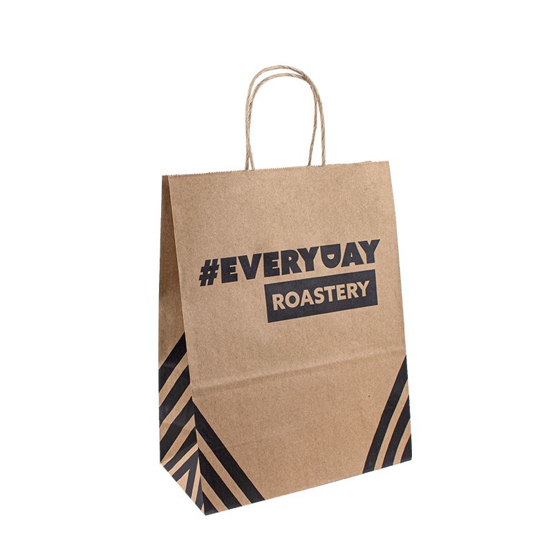 Tukkumyynti mukautettu logo Printing Ruoka Tee käsin Kraft Paper Bag Maito teepakkauspaperi laukku