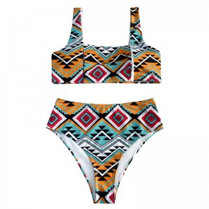 Rento ja mukava kukka kansallinen tyyli Takaisin ontto leveä hihnan liivityylinen kaksiosainen uimapuku