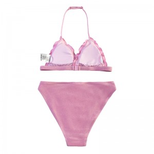 Lasten kaulan laippa kolmiokuppi kaksiosainen uimapuku söpö