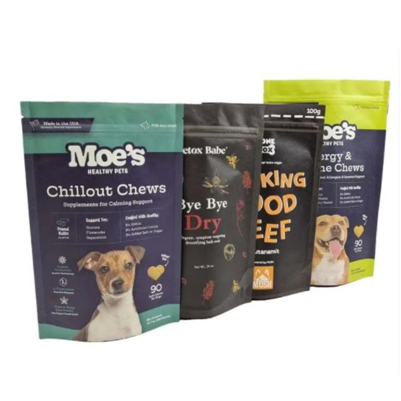 Mukautettu suunnittelupakkaus vetoketjullinen pussin muovipussit Logo lemmikkieläinten välipala koiranhoitopussi lemmikkieläinruokapussi pakkaus